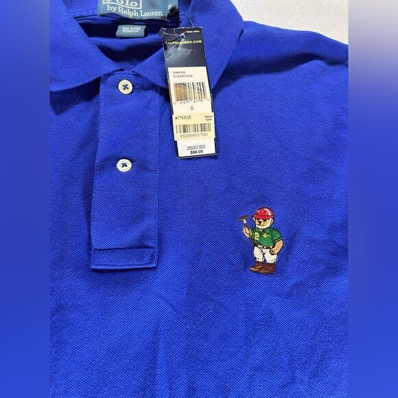 POLO RALPH LAUREN MENS 100% COTTON BLUE EMBROIDERED POLO BEAR SHIRT RL13 Sz S - Picture 4 of 10